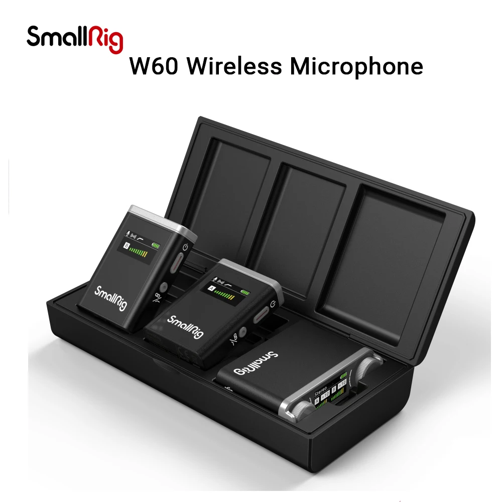 SmallRig Forevala W60 מיקרופון אלחוטי מערכת מיקרופון דש מיקרופון הפחתת רעש משדר מקלט Kit VS לארק 150 רכב . ' - ' . 0