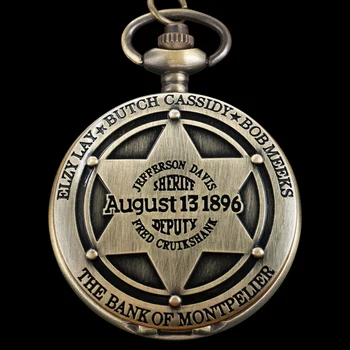 1896 שריף כוכב סמל קוורץ שעון כיס משובח שרשרת תכשיטי שרשרת תליון של גברים ונשים אביזרים מתנה