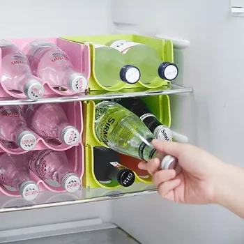 1pc המקרר מגירת משקאות תיבת אחסון יכולים מכונת פחיות אנטי ליפול אחסון מדף זכוכית של בקבוק בירה מתלה לשתות אחסון
