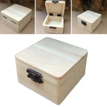 1pc תיבת אחסון מלאכה קופסא קופסא מתנה הביתה משק הבית ארגונית עץ 8*8*4.5 ס 