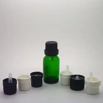200pcs/lot 15 ml ירוק בקבוקי זכוכית עם לחבל הוכחה כובע כמפחית טפי להכניס בקבוק שמן חיוני