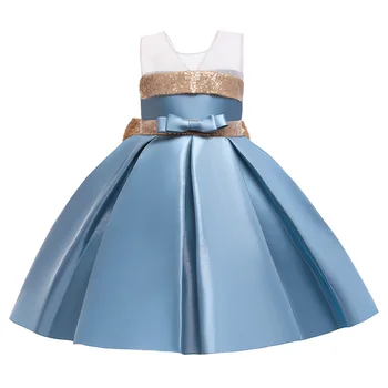 2022 חדש המצוירות הגדול Bowknot ערב שמלות ילדה ילדים נסיכה, תחפושת תינוק רכות מסיבת חתונה בגדי ילדים גיל 4-10