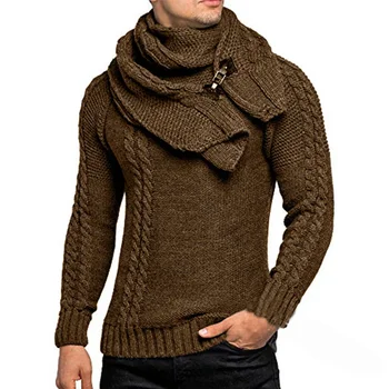 2023 גברים בגדים עם שרוולים ארוכים אופנה סלים צוואר עגול סוודר להסרה סינר קט Harajuku Mens מנופחים לסרוג סוודר