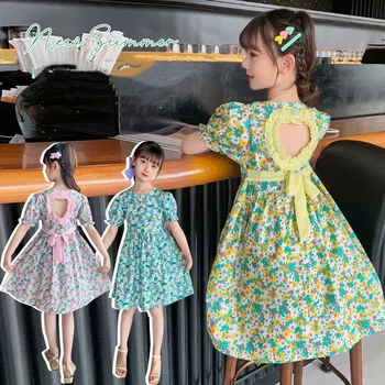 2023 הקיץ בייבי בנות הדפס פרחוני שמלות הילדים נסיכת מסיבת אהבה Vestidos שמלה חמודה בנות ילדים בגדי בית הספר