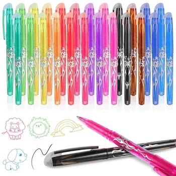 24 יח ' צבעוני הניתן למחיקה עטים נעלמים חתימת תלמיד בית הספר ציוד חם לנגב קריקטורה כתיבה יצירתית