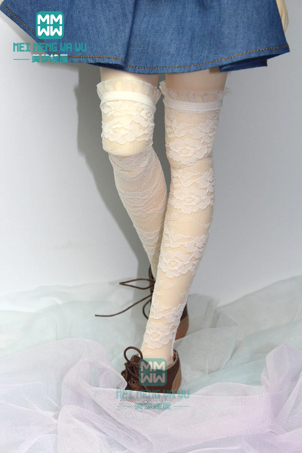 BJD אביזרים 1/3 1/4 1/6 BJD SD DD אופנה בובה לבן תחרה הרגל הארוכה גרביים . ' - ' . 0