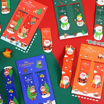 2PCS Kawaii חג המולד סימניות מגנט חמוד יצירתי מגנטי דף סמנים קליפים למשרד ציוד משרדי עבור ילד מתנות