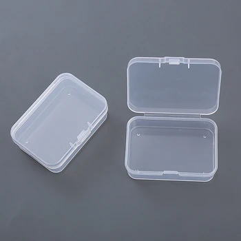 2PCS פלסטיק שקופה קופסא לאחסון מכולות עבור DIY תכשיטים קוסמטיקה תיבת אחסון תיק מיכל