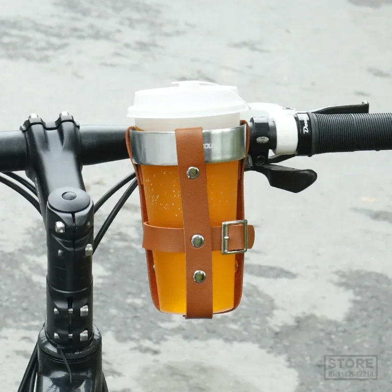 Deemount רטרו, בקבוק כלוב אופניים לילדים אופניים עגלת תינוק מים משקאות קפה לכוס מסגרת אלומיניום PU . ' - ' . 5
