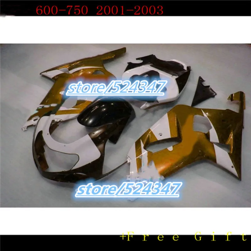 הזרקת זהב שחור Fairing על סוזוקי GSXR600 750 כושר 2001-2002-2003 K1 אופנוע GSXR600 GSXR750 01 ערכות גוף 03 02 . ' - ' . 0