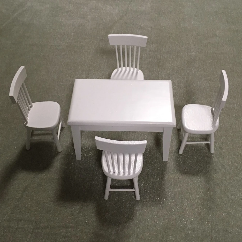1/12 בית בובות מיניאטורי מיני אביזרים מעץ שולחן אוכל כסא להגדיר סימולציה רהיטים צעצועים עבור קישוט בית בובות . ' - ' . 1