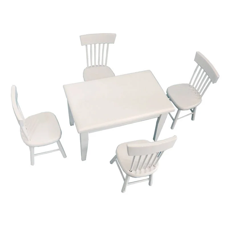 1/12 בית בובות מיניאטורי מיני אביזרים מעץ שולחן אוכל כסא להגדיר סימולציה רהיטים צעצועים עבור קישוט בית בובות . ' - ' . 2