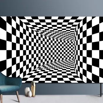 3d חזותי שטיח שחור-לבן ברשת סטריאו אשליה שטיחים 3d מערבולת שטיחים שטח גדול סלון, חדר שינה שטיח הרצפה עיצוב הבית