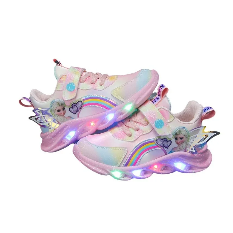 דיסני הנסיכה אלזה Led מואר נעלי ילדים נעלי בוטיק אופנה לילדים בייבי בנות מזדמנים נעלי ספורט רכות הבלעדי . ' - ' . 4