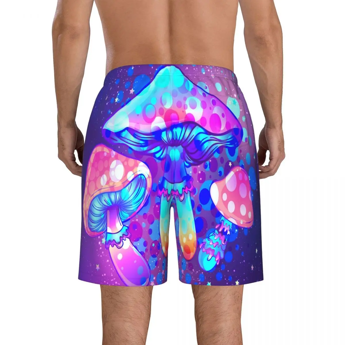 בגדי ים Mens לשחות מכנסיים קצרים החוף גזעי פטריות קסם על גיאומטריה מקודשת בגד ים גלישה לוח בגד ים . ' - ' . 3