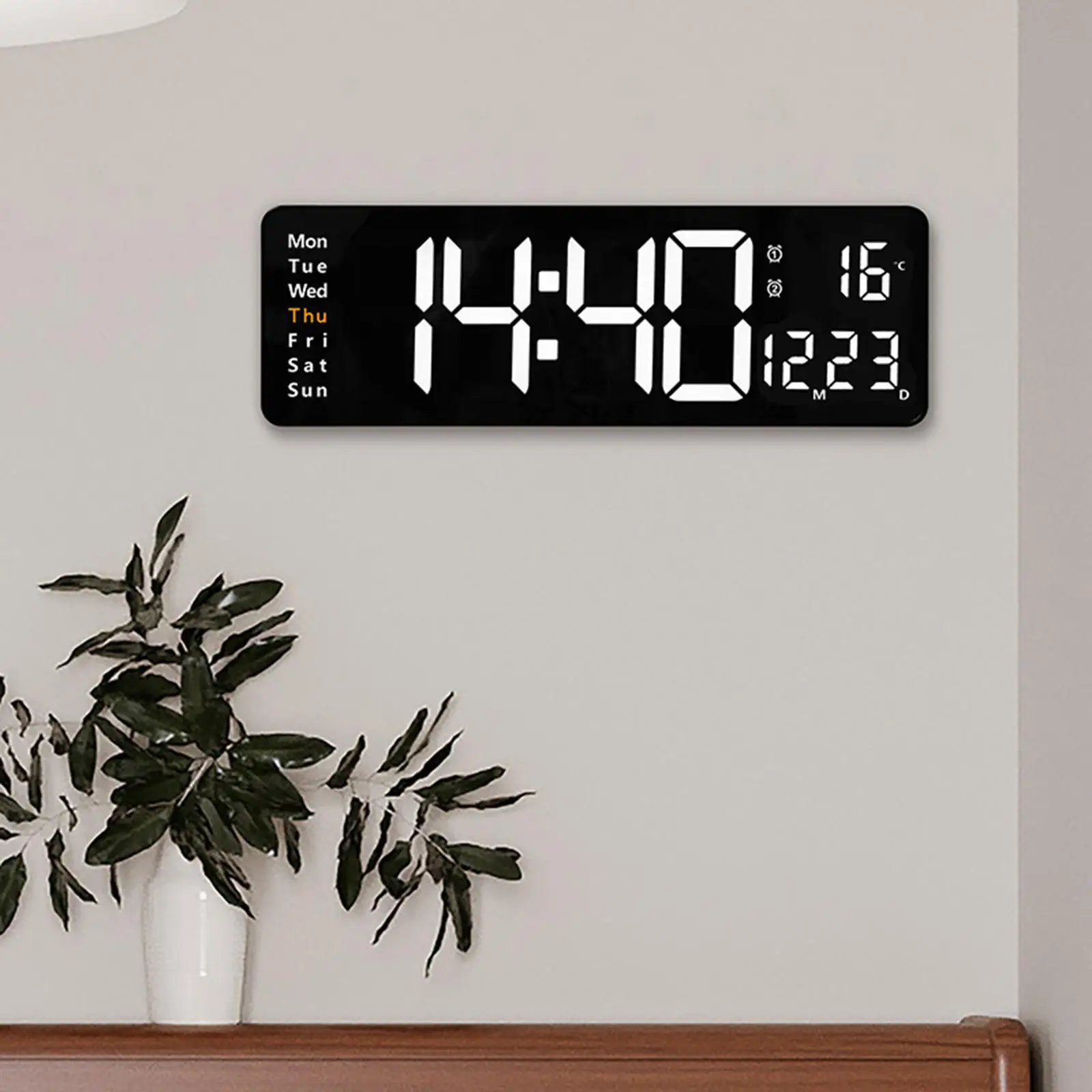 שעון קיר מודרני טמפרטורה תאריך עם לוח שעונים ללמוד עיצוב חדר . ' - ' . 1