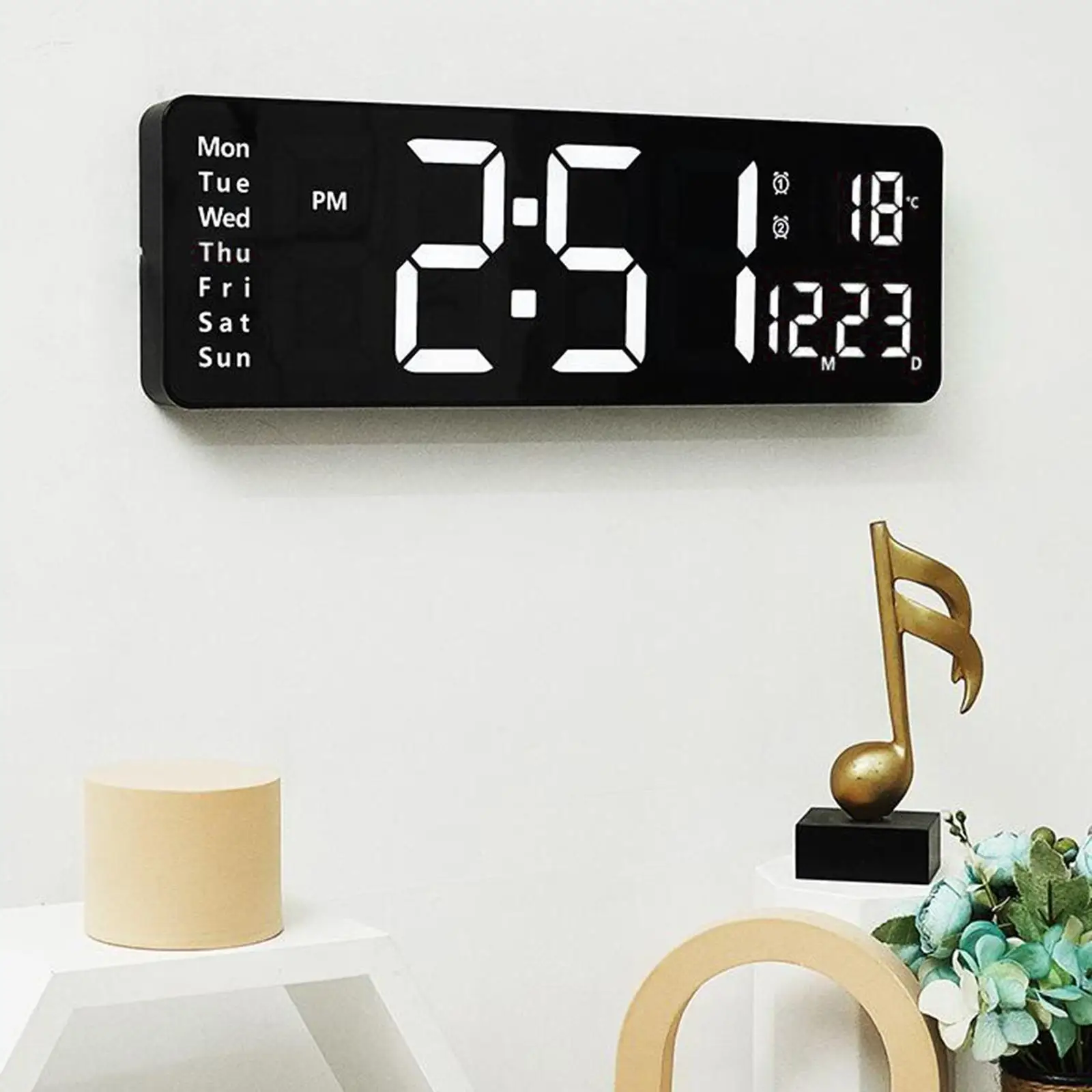שעון קיר מודרני טמפרטורה תאריך עם לוח שעונים ללמוד עיצוב חדר . ' - ' . 3