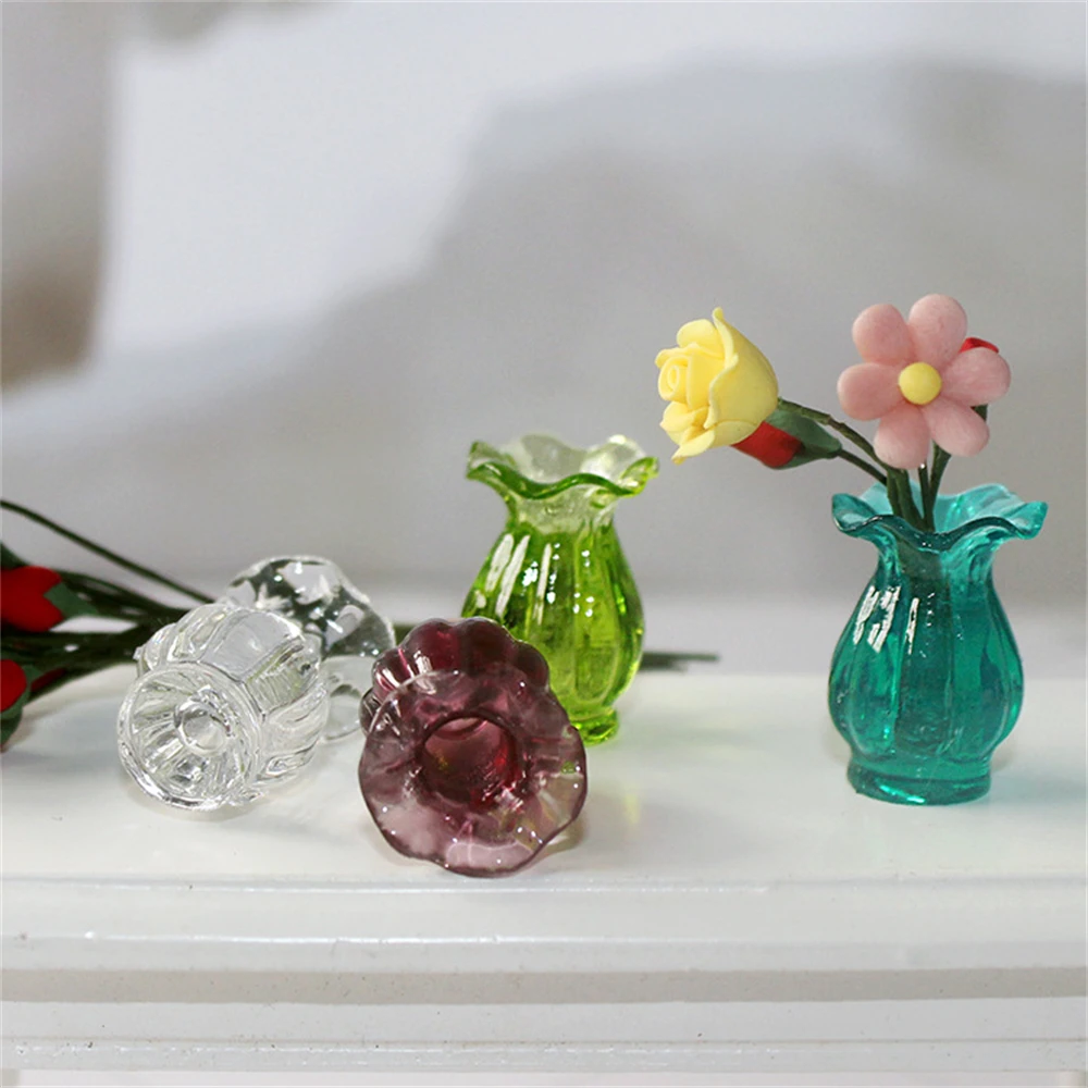 1~10PCS סימולציה זכוכית תחרה אגרטל דגם בית הבובות המיניאטורי מיני סלון עיצוב מיניאטורי אגרטל פרחי בית בובות אביזרים . ' - ' . 1