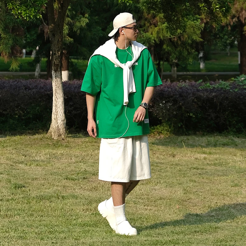 Mens קיץ יפנית קוריאנית אופנת רחוב Cityboy רופף אופנה מזדמן רחב הרגל המכנסיים זכר היפ הופ ספורט קצרים. . ' - ' . 4