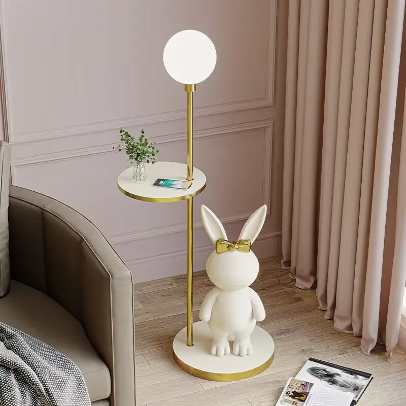 עיצוב הבית המצויר ארנב אחסון מדף ליד המיטה שולחן משולב מנורת שולחן סלון חדר שינה חדר ילדים נורדי קישוט . ' - ' . 3