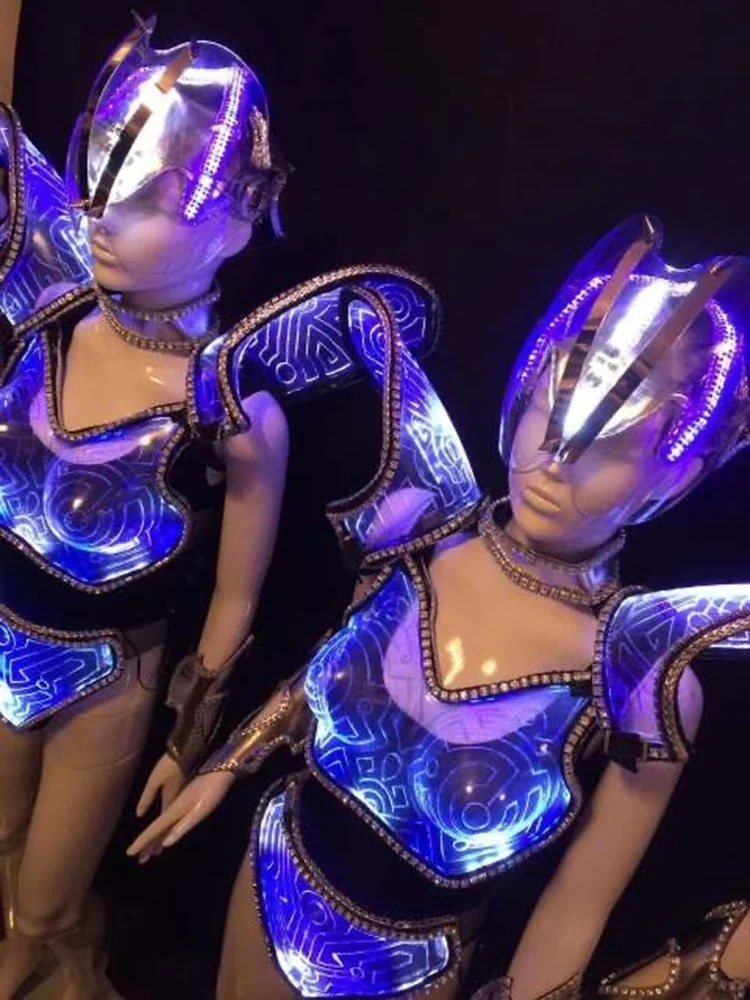זוהר הקסדה הבמה ססגוניות שריון שקוף לאור בגדים LED מסיבת תחפושות . ' - ' . 4