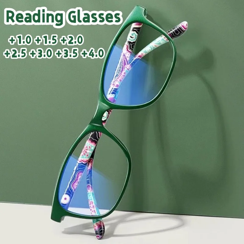 הסגנון החדש מודפס אור כחול חוסם משקפי קריאה נשים גברים זוקן ראייה משקפי Farsight משקפיים עם Diopter +1.0 עד +4.0 . ' - ' . 0