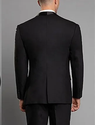 שחור קלאסי לגברים חליפה וצעיף דש בלייזר עסקית רשמית החתונה החתן terno masculino Slim Fit חליפת טוקסידו (ז ' קט+אפוד+מכנסיים) . ' - ' . 2