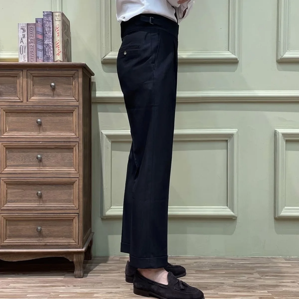 Mens חליפת מכנסיים באיכות גבוהה גברים מוצק צבע Slim Fit להתלבש מכנסיים Slim Fit משרד עסקים האביב והסתיו גברים מכנסיים T92 . ' - ' . 3
