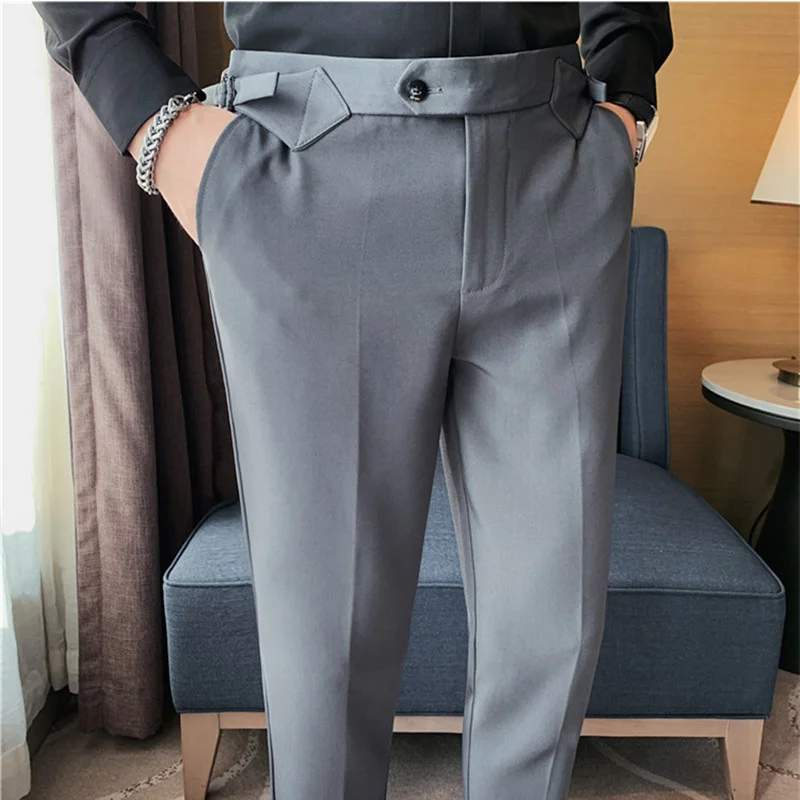 2024 גברים שמלה מכנסיים Slim המשרד עסק אקראי עונות חופשי הבריטי מתיחה ישר המותניים אופנה חליפת מכנסיים . ' - ' . 3