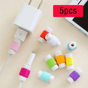 5pcs סיליקון כבל USB מגן אוזניות חוט השדרה כיסוי הגנת נתונים מטען קו כיסוי מגן עבור ה-iPhone כבל נתונים