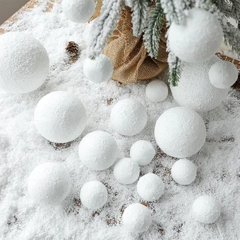 6PCS פתית שלג לבן טהור שלג קצף כדור חג המולד קישוט תליון עץ חג מולד קישוט הבית תליון