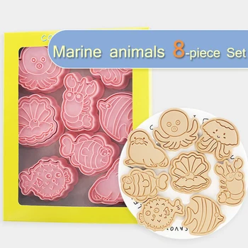 8 חתיכות בעלי חיים ימיים ציפוי עוגיות סוכר עובש מדוזה ליצן חותמות חותך עוגיות ביסקוויט אפיית עובש עובש אפייה כלים