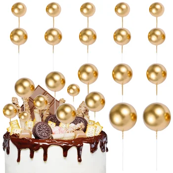 Amosfun 20Pcs עליונית עוגת כדור עגול Toppers עוגה מרים עוגת יום הולדת קישוט