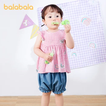 Balabala תינוק ילדה האפוד חליפת קיץ שני חלקים אופנה חמוד האפוד חליפה