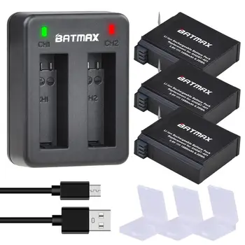 Batmax AHDBT-401 AHDBT 401 3pcs עבור Gopro Hero 4 סוללות נטענות +מטען כפול נמל הבית עבור Gopro Hero4 מצלמה HD P0019279