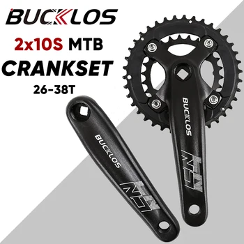 BUCKLOS 104BCD MTB Crankset 2x10S 26T 38T Chainring להגדיר 170mm האולטרה אופניים מרובע חור Crankset אופני הרים אביזרים