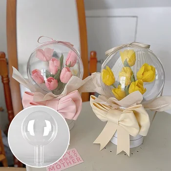 Diy כדור שקוף פרח אריזה קופסה עיצוב יצירתי פרח גלישת תיבת אקריליק בובו אריזה הכדור לחתונה קופסא מתנה