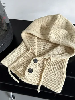 LANMREM 2023 החורף החדש סרגה כובעי נשים אופנה מוצק צבע חיצוני חם שרוך עיצוב תכליתי כובעים 2AA3807