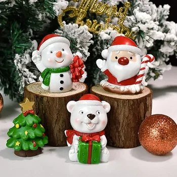 MOONBIFFY 5cm שרף חג המולד, פסלונים מיניאטוריים הפנים חג המולד תפאורה סנטה קלאוס בובה נואל Navidad מתנה לילדים 2023 השנה החדשה