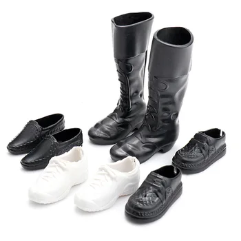 NK הרשמי 4 זוגות בובת קן נעלי בובה החבר קן גבר גברי נעליים, מגפיים שחורים בובה אביזרים