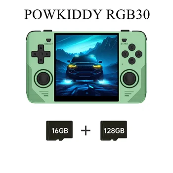 POWKIDDY RGB30 רטרו קונסולת משחק כף יד ירוק 720*720 4 אינץ Ips מסך מובנה, WIFI RK3566 קוד פתוח משחק שחקן מתנות