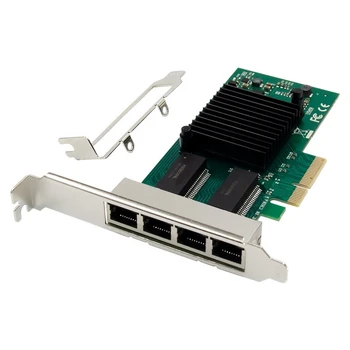 Quad-יציאת PCI-E Gigabit כרטיס רשת PCI-E X1 I350-T4 שרת רשת RJ45 כרטיס העבודה רך נתב Gigabit כרטיס רשת