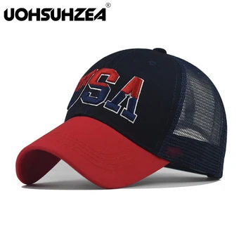 UOHSUHZEA מותג לשני המינים כובע גדול כותנה רקומה לנו דגל כובע בייסבול קלאסי ארה 