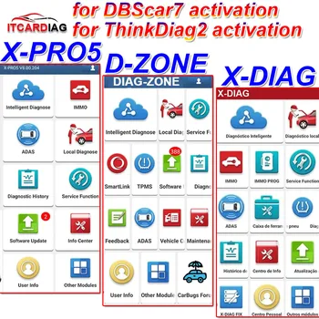 X-pro5 הטיפשית אזור Xdiag הפעלה עבור X 431 DBScar 5/7 DBScar VII Thinkdiag2 THINKCAR Pro Thinkdiag Ediag שיגור גולו Pro