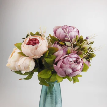 אדמונית פרחים מלאכותיים הזר 13 הראש משי פרחים לחתונה קישוט פרחים מזויפים DIY השנה החדשה בבית מלון מפלגת עיצוב שולחן