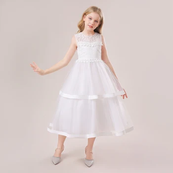 בני נוער פרח טול חתונה בנות שמלת שושבינה ילדים, שמלות צד על הבחורה ערב לילדים יום הולדת נסיכה, שמלת נשף שמלת