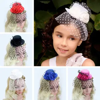 גבירותיי סיכת ראש קטנה כובע לשיער מסיבת חתונה פרחונית שיער כובע פרח Fascinator כובע פרחוני רשת הרעלה כיסוי הראש