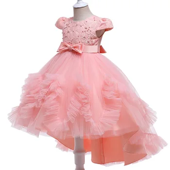 הגעה לניו אופנה בנות ילדים מסיבת יום הולדת קשת GauzeBoy נגרר שמלת בנות נסיכת שמלת מסיבת החתונה