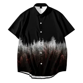היער השחור אישית הדפסה העליון האופנה שרוול קצר חולצת הוואי החוף מזדמנים גברים גדולים החולצה