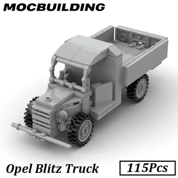 הצבא WW2 משאית דגם רטרו תנועה רכב צבאי MOC בניית מודל בלוקים לבנים צעצועים להציג מתנת יום הולדת.